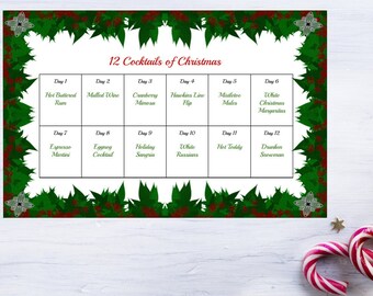 12 Cocktails of Christmas (Digital/Printable) Includes all 12 Cocktail Recipes