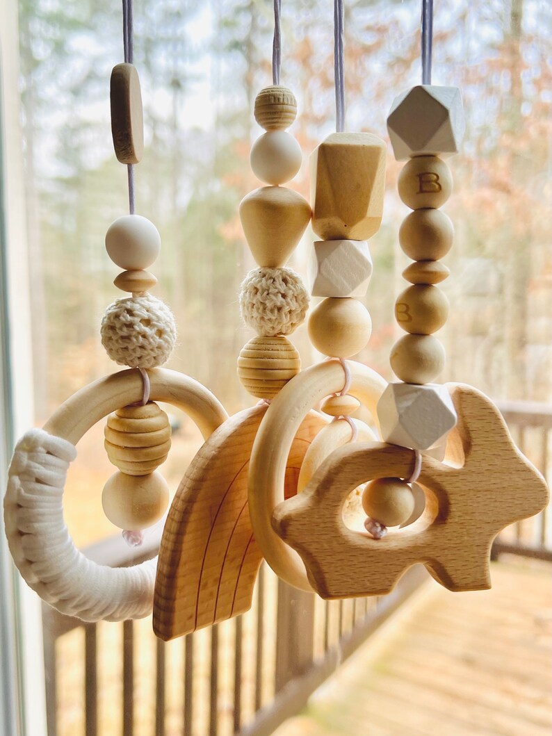 Wooden Baby Gym Toys: Rainbow Hanging Crochet Toys - Etsy