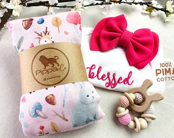 Blessed New Baby Gift set|Christian baby clothes|super soft pima cotton|newborn gift box|twin neutral gender outfit|baby shower gift