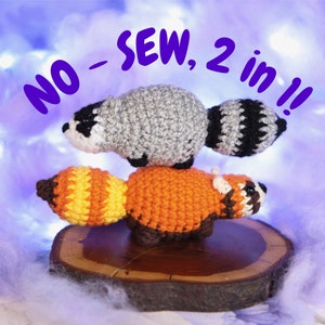 Raccoon and red panda no-sew crochet PATTERN, raccoon toy, red panda toy, raccoon amigurumi, red panda amigurumi, raccoon decor