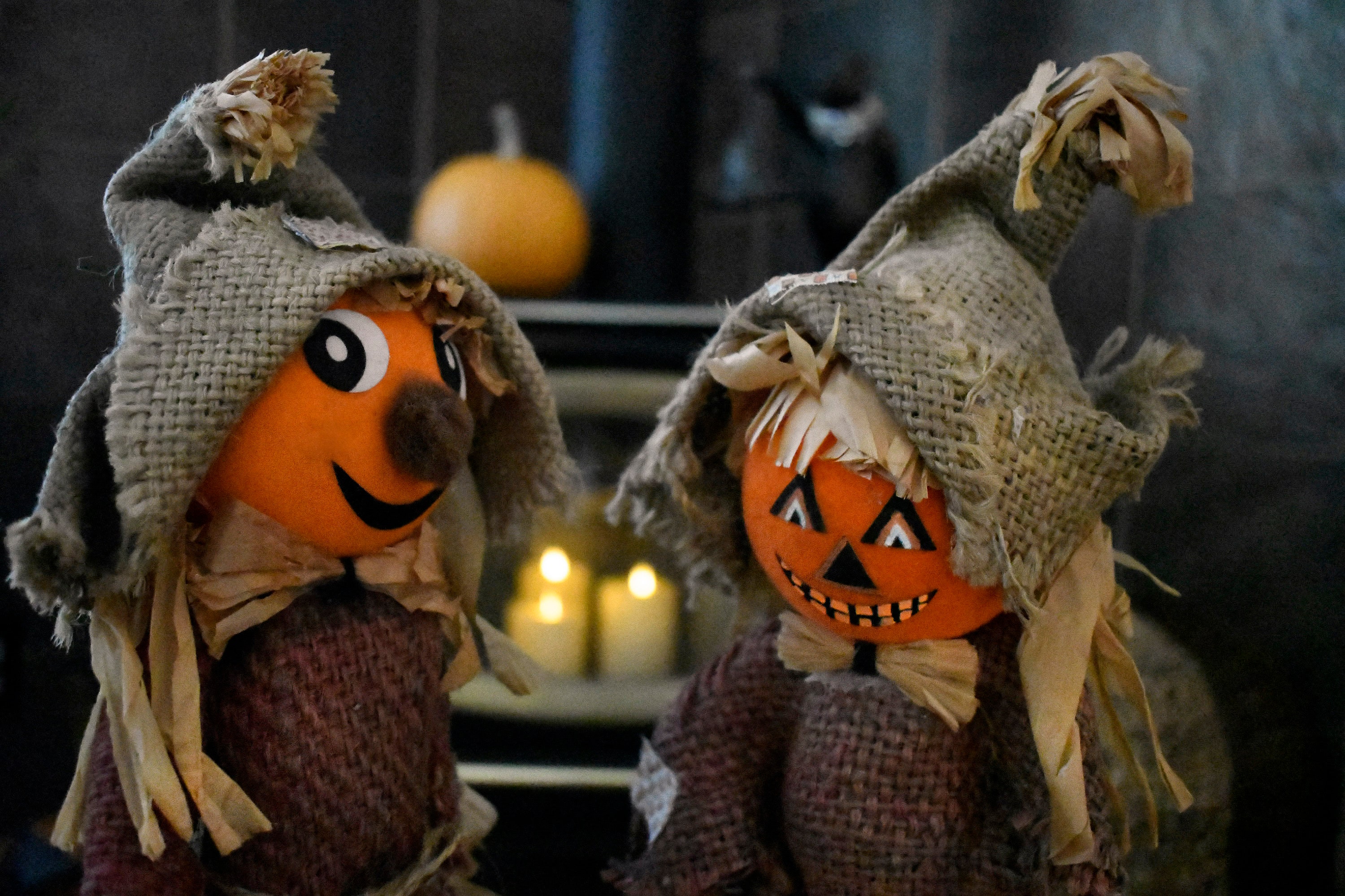 Vintage Pair Scarecrows Figures Halloween Autumn Fall Decor Cute ...