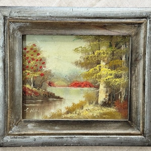 Vintage Framed Original Landscape Painting On Canvas Board