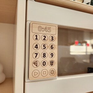 Microwave display for Ikea play kitchen, wooden accessory, DIY Ikea Hack, custom play kitchen sign, maple plywood image 3