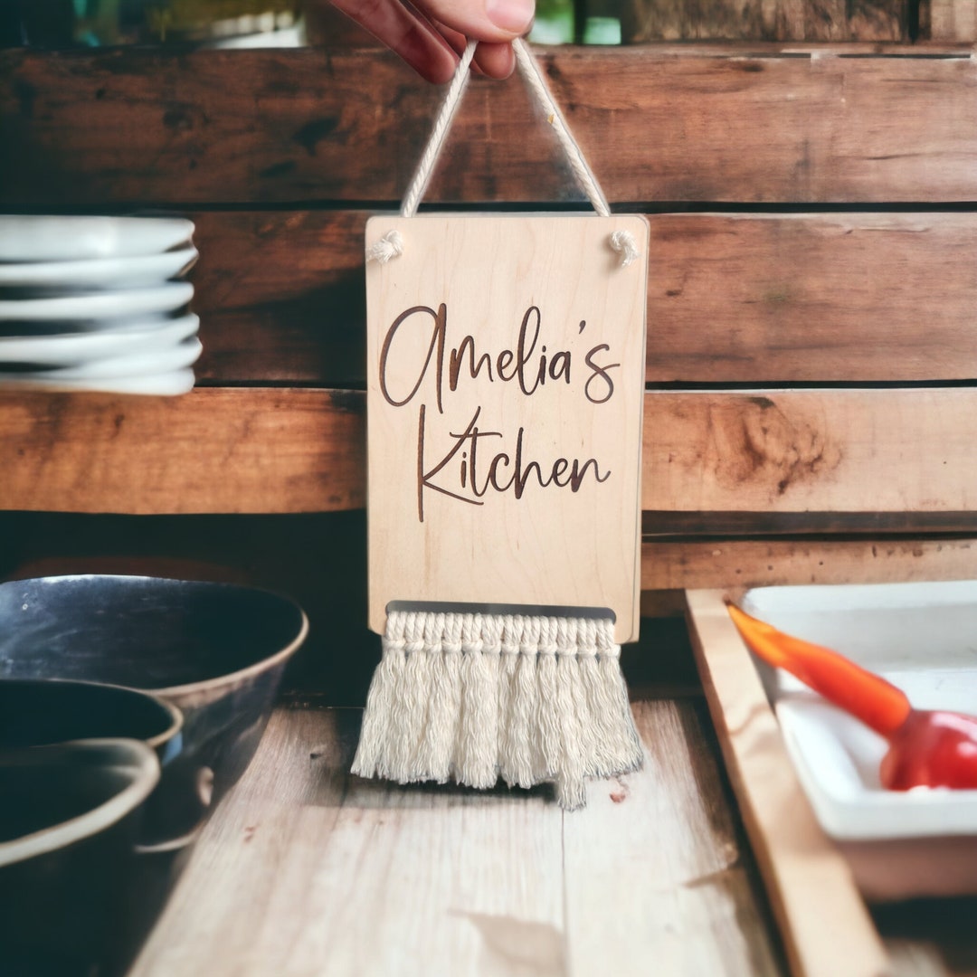 Name Sign for Ikea Kitchen, Maple Plywood With Macrame - Etsy