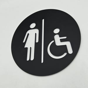 Black Acrylic Restroom Sign: Unisex, Gender Neutral, Mother & Baby