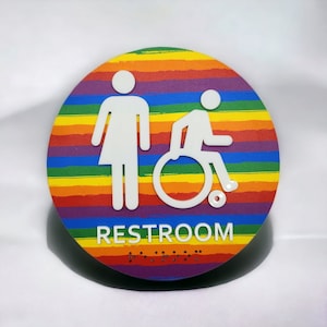 Rainbow Inclusive Restroom Sign: Gender Neutral, Disabled Access
