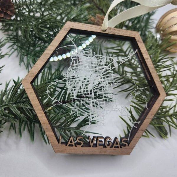 Hexagon Map Ornament Etsy