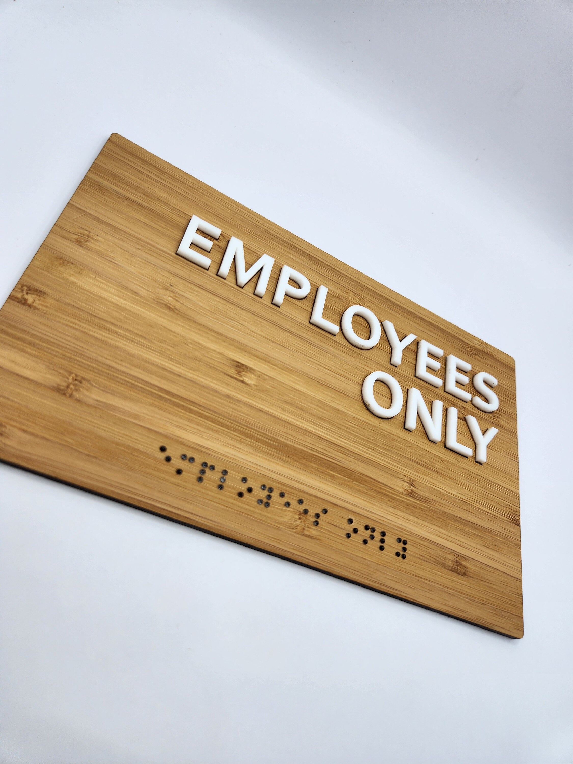Only Notes Work Sign Employees Only Sign, Bamboo Business Sign, Information Plate, Braille ...