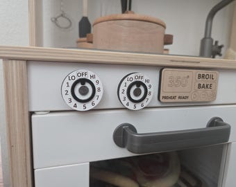 Spinning Wooden play kitchen stove knobs, pretend play oven dials, play kitchen, DIY home playroom, children mud kitchen