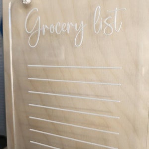 Grocery list for Ikea play kitchen, clear acrylic sign