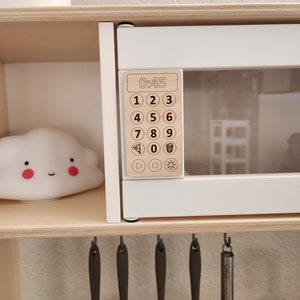 Microwave display for Ikea play kitchen, wooden accessory, DIY Ikea Hack, custom play kitchen sign, maple plywood image 5
