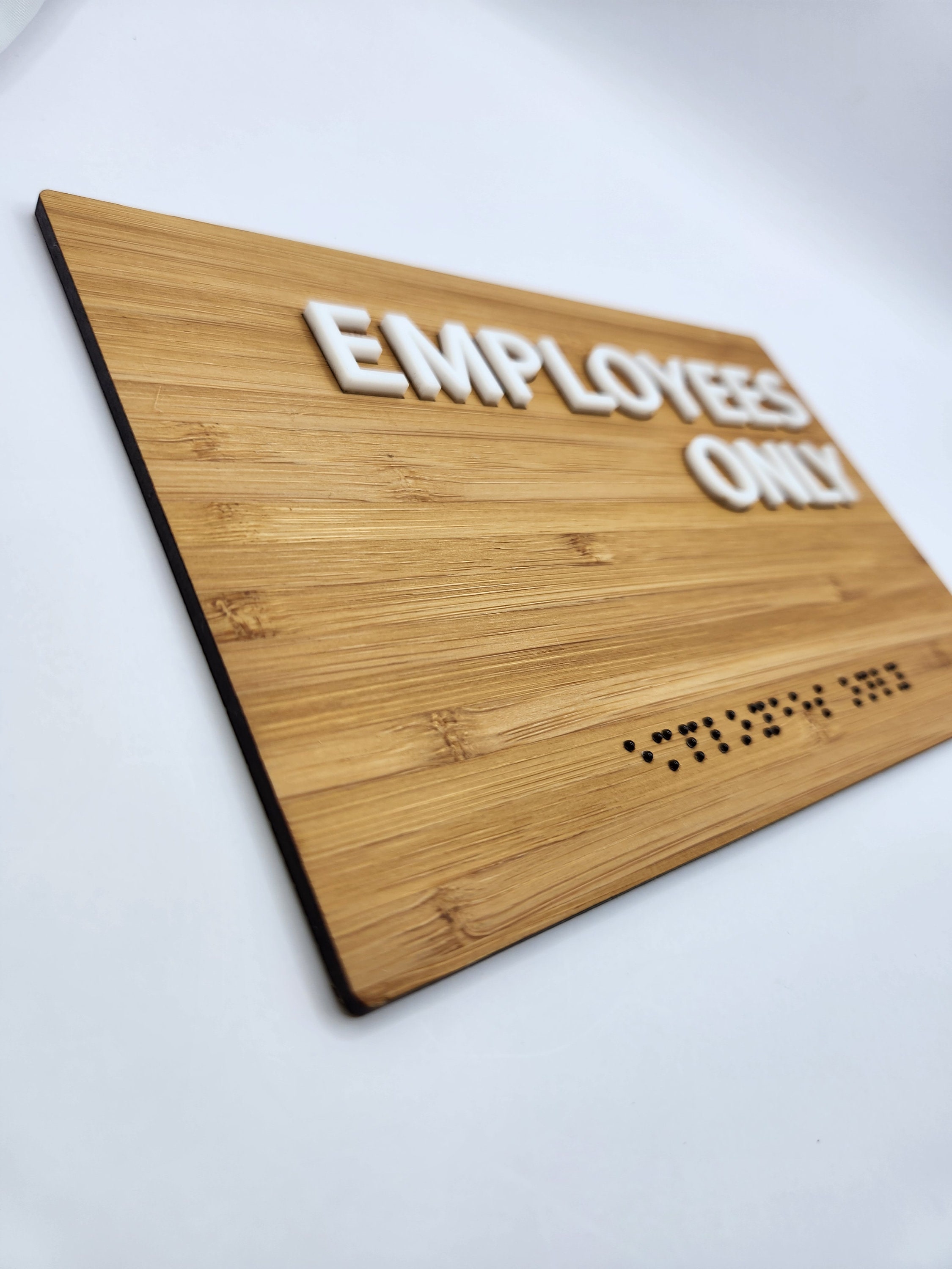 Only Notes Work Sign Employees Only Sign, Bamboo Business Sign, Information Plate, Braille ...