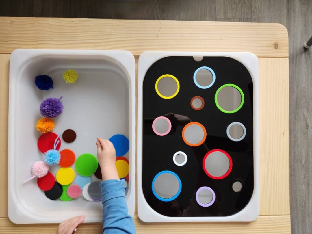 Color Sorting Lid for Ikea Trofast Bin, Montessori Play and Learn, Mach the Size and Colors, Let