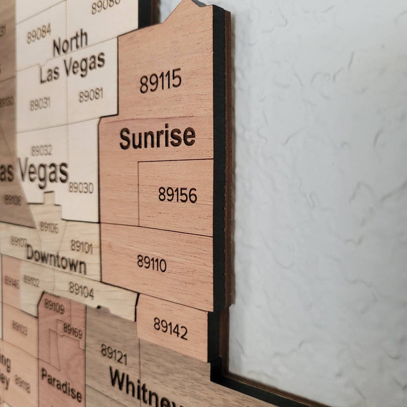Las Vegas Zip Map, Wooden Wall Art, Neighborhood Map, Realtor Office ...