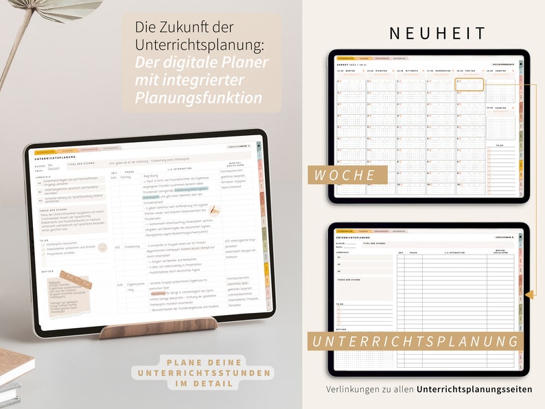 Digitaler Lehrerplaner 2024 2025 DEUTSCH / Goodnotes Lehrerkalender 24 25 / Schuljahresplaner iPad / Unterrichtsplaner Notability / Bunt Bild 2