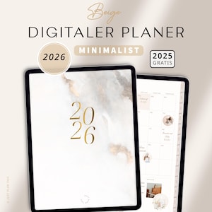 Digitaler Planer 2026 Deutsch Minimalist / GOODNOTES Kalender / iPad Planner / Bullet Journal digital Beige / Hochformat