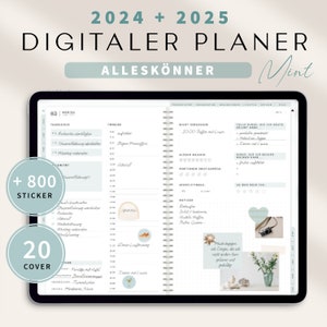 Digitaler Planer 2024 2025 Deutsch Alleskönner / GOODNOTES Kalender / iPad Planner digital Mint / 800 digitale Sticker / 17000 Hyperlinks image 1