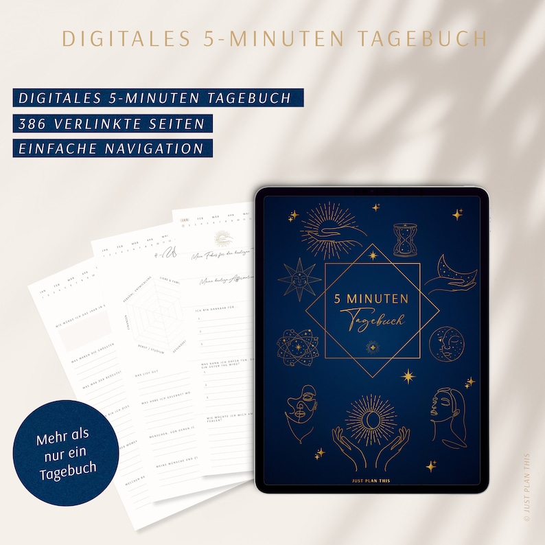 5 Minuten Tagebuch deutsch Digitales Tagebuch für mehr Dankbarkeit, Achtsamkeit & Selbstliebe / GOODNOTES Tagebuch / iPad Journal zdjęcie 7