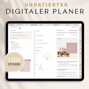Digitaler Planer Undatiert Deutsch, iPad Planer, Terminplaner digital, GoodNotes Kalender, Tagesplaner PDF, 1500 Digitale Sticker zdjęcie 1