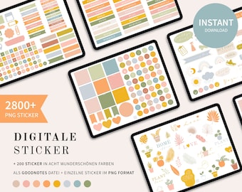Digitale Sticker Set | Precropped GoodNotes Stickers | Digital Planner Stickers | GoodNotes Stickerbuch | Bundle for Digital Planning