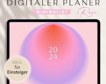 Digitaler Planer 2024 Deutsch / GOODNOTES Kalender / iPad Planner / Bullet Journal digital Beige / 800 digitale Sticker / Minimalist Rosa