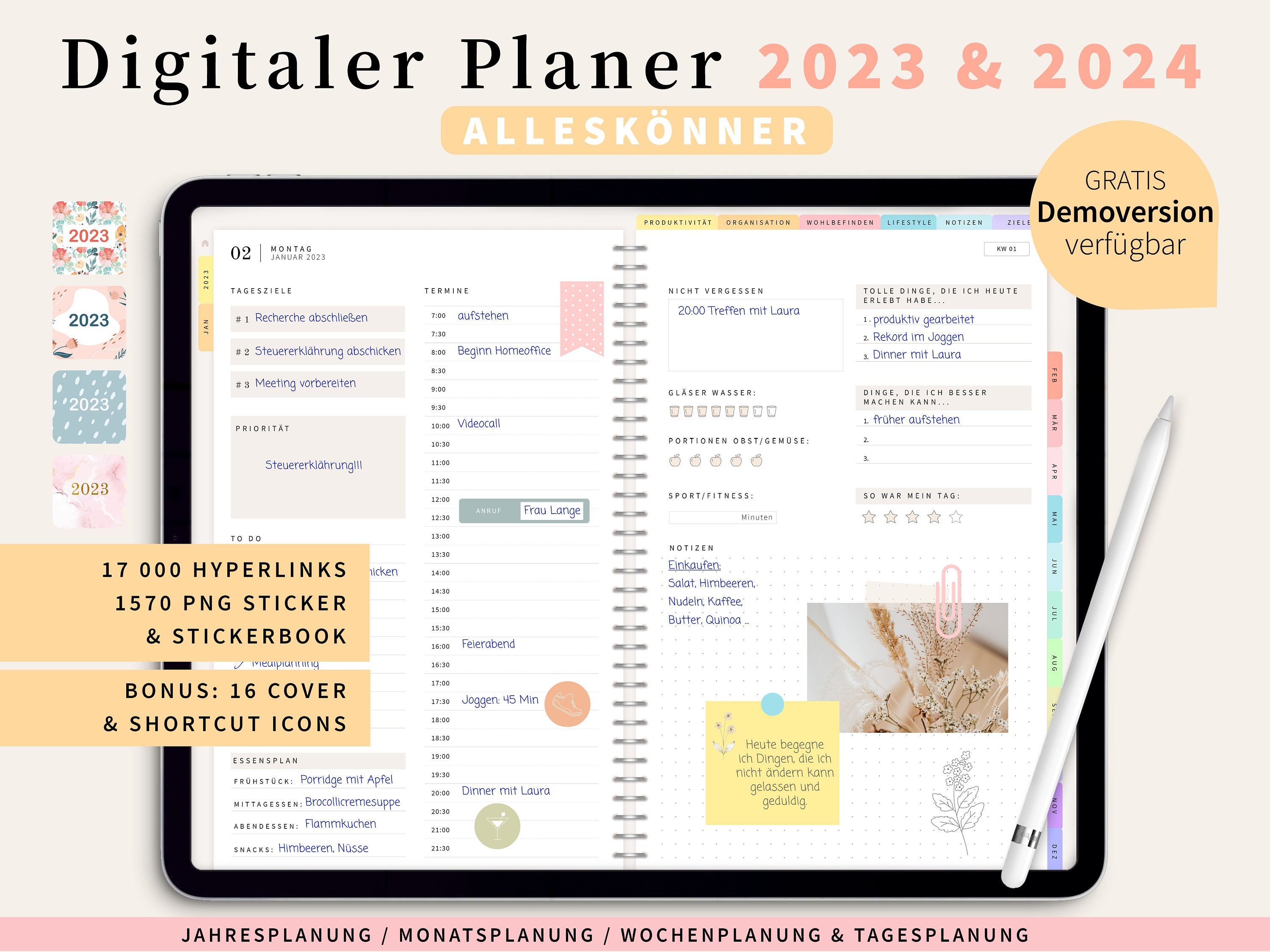 Digitaler Planer 2023 2024 Deutsch Alleskönner / GOODNOTES Etsy.de