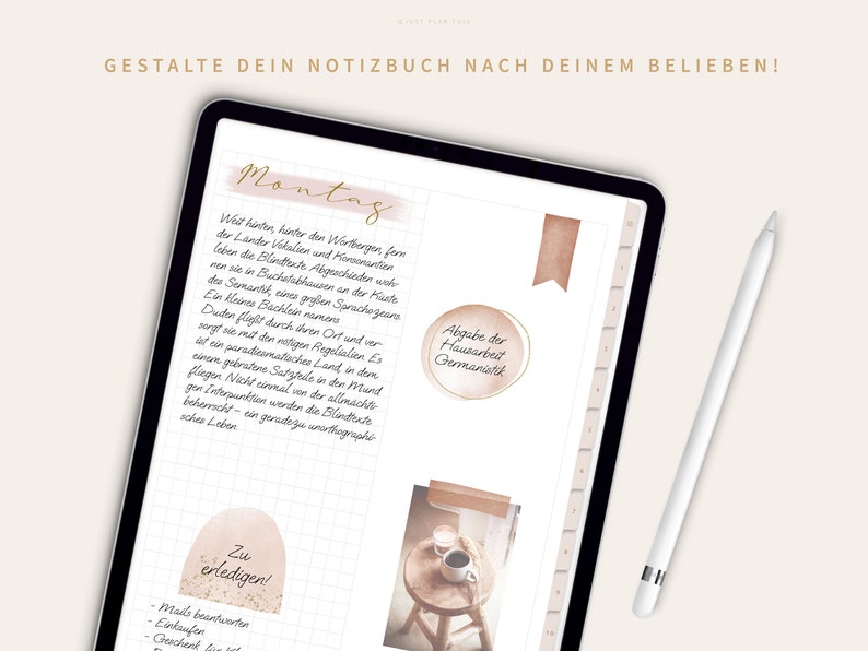 Notizbuch digital, Digitales Notizbuch Goodnotes Notability, digitale Aquarell Sticker Bild 7