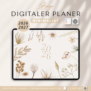 Digitaler Planer 2026 & 2027 Deutsch / GOODNOTES Kalender / iPad Planner / Bullet Journal digital Beige / 700 digitale Sticker / Minimalist