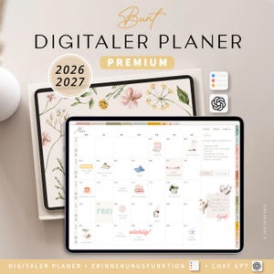 Digitaler Planer 2026 & 2027 Deutsch / GOODNOTES Kalender / iPad Planner / Bullet Journal digital Bunt / 1000 digitale Sticker inklusive