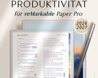 2026-2027 Digitaler Planer für reMarkable Paper Pro | reMarkable Kalender, Aufgabenplaner, To-Do Listen und Notizseiten