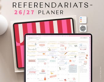Referendariatsplaner 2026/27 für iPad / Goodnotes Refplaner 26 27 / Planer Referendariat / digitaler Lehrerplaner / Refi Kalender Rosa