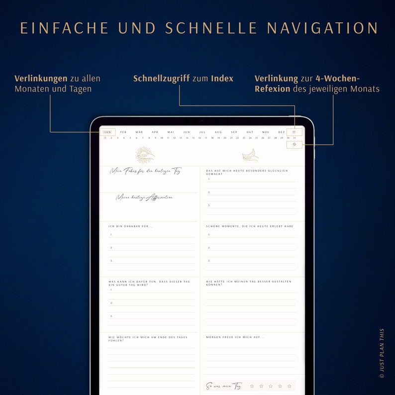 5 Minuten Tagebuch deutsch Digitales Tagebuch für mehr Dankbarkeit, Achtsamkeit & Selbstliebe / GOODNOTES Tagebuch / iPad Journal zdjęcie 4