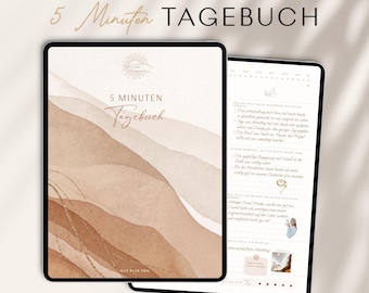 5 Minuten Tagebuch deutsch / Digitales Tagebuch für mehr Dankbarkeit / Achtsamkeit & Selbstliebe / GOODNOTES Tagebuch / iPad Journal Deutsch