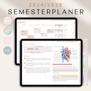 Digitaler Semesterplaner 2024 2025 Studentenplaner digital für iPad, GOODNOTES Studienplaner digital Beige Studenten Kalender Beige zdjęcie 1