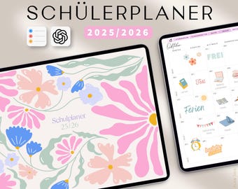 Digitaler Schülerplaner 2025 2026 DEUTSCH / Schulplaner Ipad 2025 26 / Goodnotes Schülerkalender 25 26 / Samsung Notes Planer Schule / Rosa