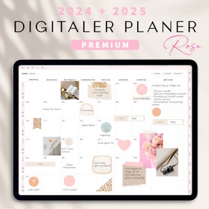 Digitaler Planer 2024 2025 Deutsch / GOODNOTES Kalender / iPad Planner / Bullet Journal digital Rosa / 800 digitale Sticker image 1