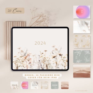 Digitaler Planer 2024 2025 Deutsch / GOODNOTES Kalender / iPad Planner / Bullet Journal digital Beige / 800 digitale Sticker Bild 8