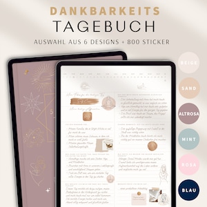 Dankbarkeitstagebuch / 5 Minuten Tagebuch deutsch / Digitales Tagebuch für mehr Dankbarkeit, Achtsamkeit & Selbstliebe / GOODNOTES Tagebuch Bild 1