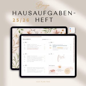 Hausaufgabenheft 2025 2026 / digitales Hausaufgabenheft / Goodnotes Schulplaner 25 26 / Ipad Hausaufgabenheft datiert 25/26