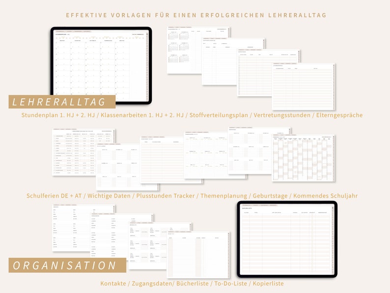 Digitaler Lehrerplaner 2024 2025 DEUTSCH / Goodnotes Lehrerkalender 24 25 / Schuljahresplaner iPad / Unterrichtsplaner Notability / Beige Bild 5