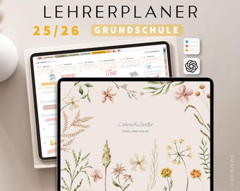 Digitaler Lehrerplaner Grundschule  2025 2026  DEUTSCH / Goodnotes Lehrerkalender 25 26 / Schuljahresplaner IPad / Unterrichtsplaner / Bunt
