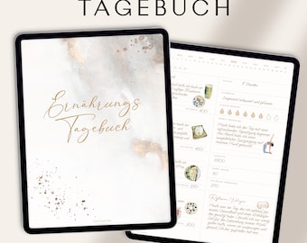 Digitales Ernährungstagebuch / Fitness und Abnehmtagebuch / Essenstagebuch digital / Ernährungsplan / Kalorien Tracking / Mahlzeiten Tracker