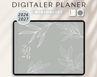 Digitaler Planer 2026 & 2027 Deutsch / GOODNOTES Kalender / iPad Planner / Bullet Journal digital Mint / 700 digitale Sticker / Minimalist
