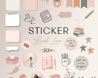 50 Digitale Sticker für GoodNotes und iPad u.v.m | Sticker für digitalen Planer, BookJournal oder Notizbuch