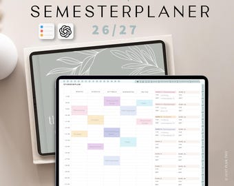 Digitaler Semesterplaner 2026 2027 · Studentenplaner digital für iPad, GOODNOTES · Studienplaner digital Beige · Studenten Kalender Mint