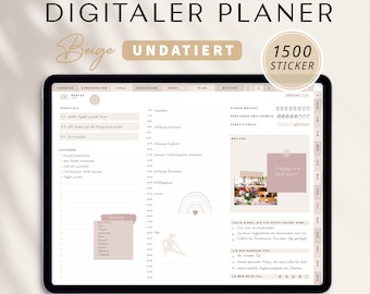 Digitaler Planer Undatiert Deutsch, iPad Planer, Terminplaner digital, GoodNotes Kalender, Tagesplaner PDF, 1500 Digitale Sticker