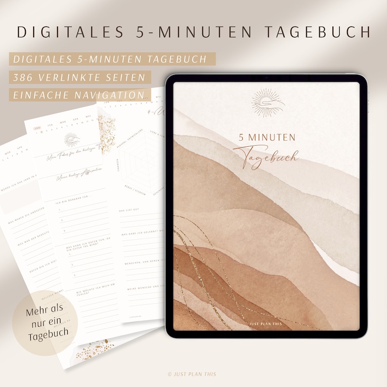 5 Minuten Tagebuch deutsch / Digitales Tagebuch für mehr Dankbarkeit / Achtsamkeit & Selbstliebe / GOODNOTES Tagebuch / iPad Journal Deutsch Bild 5
