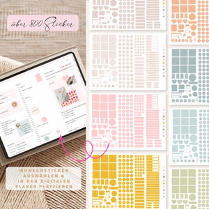 Digitaler Planer 2024 2025 Deutsch / GOODNOTES Kalender / iPad Planner / Bullet Journal digital Rosa / 800 digitale Sticker image 9