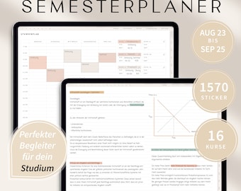 Digitaler Semesterplaner 2024 2025 · Studentenplaner digital für iPad, GOODNOTES · Studienplaner digital Beige · Studenten Kalender Beige