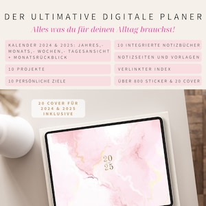 Digitaler Planer 2024 2025 Deutsch / GOODNOTES Kalender / iPad Planner / Bullet Journal digital Rosa / 800 digitale Sticker image 10